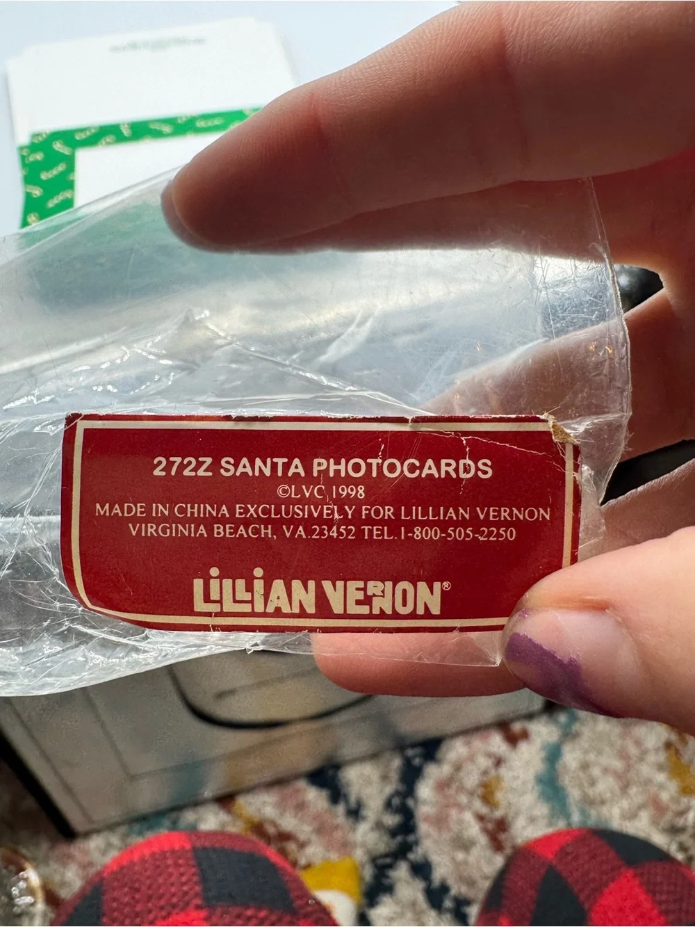 Vintage Lillian Vernon Green Greeting Card Photocards 272Z Cute Santa